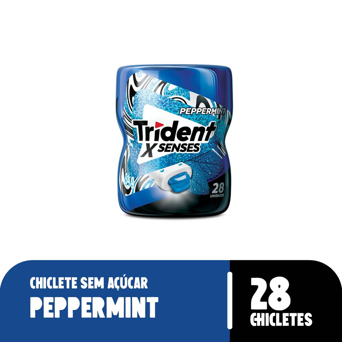 Chiclete Trident Xsenses Peppermint Sem Açúcar Garrafa 54g